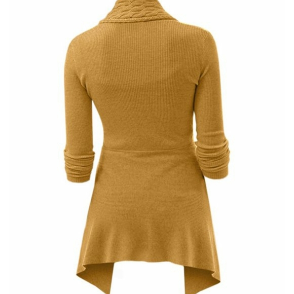 NWT! yellow cables knit side tail Cardigan size Medium. Fall sweater - Picture 9 of 9